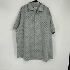 Sulso Couture Gray All Over Anchor Print Short Sleeve Button Down Shirt Size 3XL